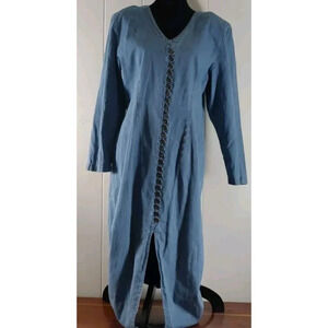 Early 90s Vintage MHM Melissa Harper Modest Prairie Denim Maxi Dress